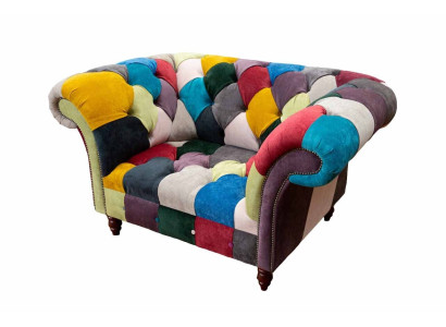 Krēsla dizains Chesterfield Lounge Daudzkrāsains dīvāns Vienvieta 130cm Jauns