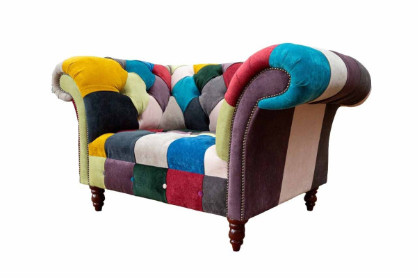 Krēsla dizains Chesterfield Lounge Daudzkrāsains dīvāns Vienvieta 130cm Jauns