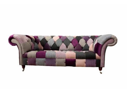 Chesterfield dizaina mīkstais luxus sēdētājs dīvāns zaļā krāsā 3-vietīgs tekstils.