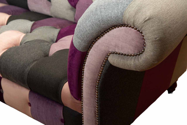 Chesterfield dizaina mīkstais luxus sēdētājs dīvāns zaļā krāsā 3-vietīgs tekstils.