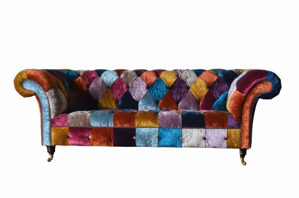Chesterfield Tekstils Dīvāns Ar Sofa Polster Sofas Luksusa Audums 3 Persoņu Dizains