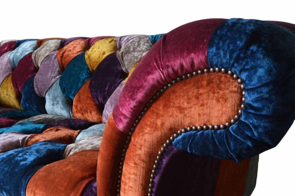 Chesterfield Tekstils Dīvāns Ar Sofa Polster Sofas Luksusa Audums 3 Persoņu Dizains