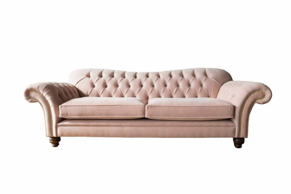 Sofa ar trim vietām Chesterfield Couch Sēdēt Esošais audums Rozā Polster
