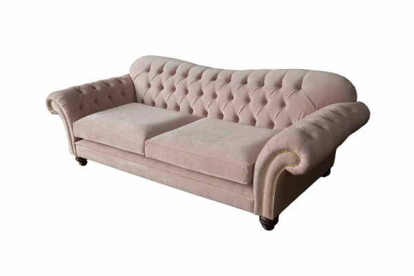 Sofa ar trim vietām Chesterfield Couch Sēdēt Esošais audums Rozā Polster