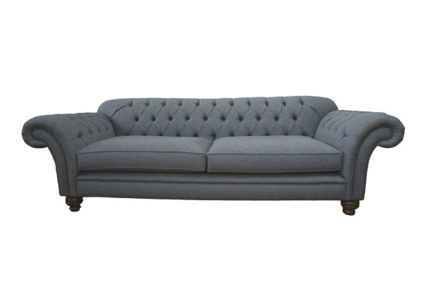 Dīvāns Luksuss Tekstils Chesterfield Dīvāns Dīvāni Polster 3 vietās Pelēks dizains