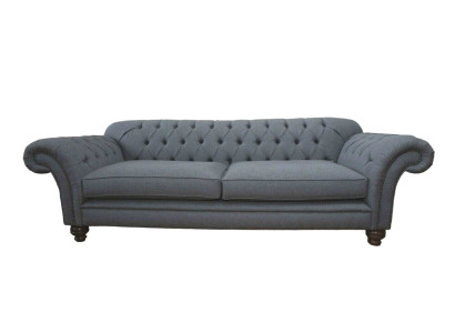 Dīvāns Luksuss Tekstils Chesterfield Dīvāns Dīvāni Polster 3 vietās Pelēks dizains