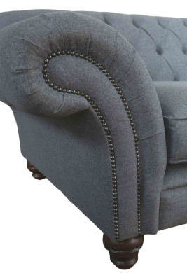 Dīvāns Luksuss Tekstils Chesterfield Dīvāns Dīvāni Polster 3 vietās Pelēks dizains
