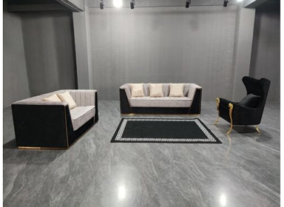 Dzīvojamā istaba 3 daļīgs dīvānu komplekts 3+2+1 sēdvietas ar mīkstu auduma pārklājumu atpūtai