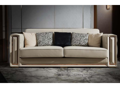 Chesterfield sofa Beige Leather Luxury Living Room Design Couch Upholstery