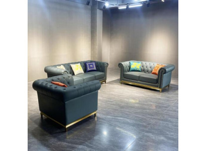 Česterfilda dzīvojamā istaba Dīvāns Sofa komplekts - Luxus Garnitur 3+2+1 Grupa Jauns