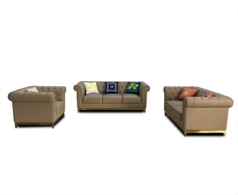 Česterfilda dzīvojamā istaba Dīvāns Sofa komplekts - Luxus Garnitur 3+2+1 Grupa Jauns