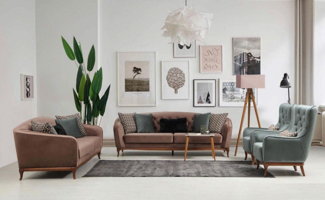 Garnitūra Sofa garnitūra Luxus dīvāns 4+1 sēdvietu grupa dzīvojamā istaba auduma dizaina mēbeles
