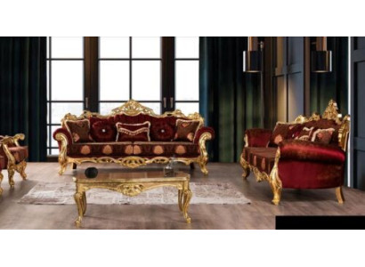 Sofas komplekts 3+3 sēdvietas luksusa izpildījumā, trīs vietas, auduma baroka grupa