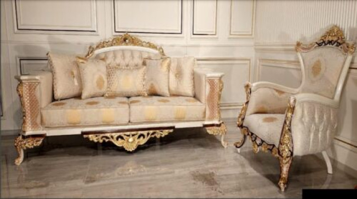 Sofa komplekts 3+1 sēdētāja luksussēžam viena dīvāna krēsls dīvāns atpūtai pārklājums dizains barokam