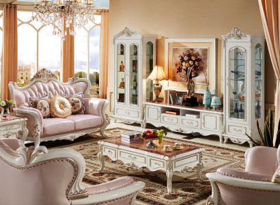 Virtuves skapis Baltas krāsas Luksusa dzīvojamā istaba Mēbeles Koka dizains Stikla skapis Klasiskas