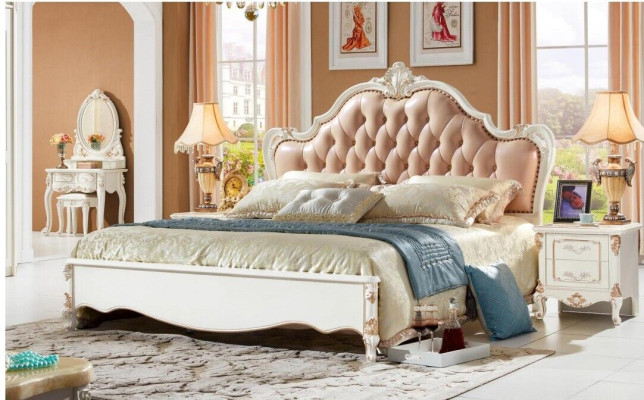 Karaliskā Chesterfield gulta guļamistabas mēbeļu gultas 180x200 āda