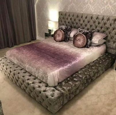 Chesterfield divguļamā gulta mēbeles 180x200 auduma iesaiņojumā Tekstile gultas dizains luksusa dizains ietvaru