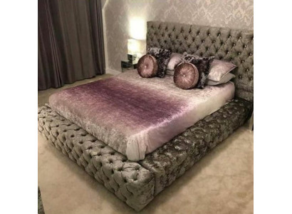 Chesterfield divguļamā gulta mēbeles 180x200 auduma iesaiņojumā Tekstile gultas dizains luksusa dizains ietvaru
