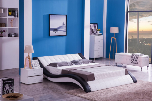 Dizaina gulta Digitālais skanēklis USB gultas Luksusa guļamistabas mēbeles Āda