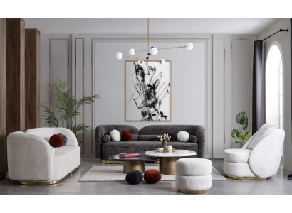 Luksusa dīvāns komplekts dīvāns mēbeles 4 gabalus. Garnitūra 3+2+1 galds krēsls samts