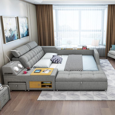 Divu personas gulta Pamatgulta Guļamistaba 180x200cm Daudzfunkcionāls gultas galds Gultas.