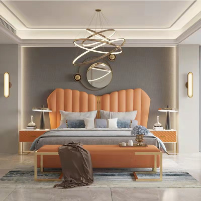 Mūsdienīgi luksusa gultas, griestiūdens, ādas, auduma augstas kvalitātes guļamistabas gulta.