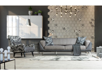 Pamatne Garnitūra 3+1 sēdvieta Biroja Pamatne Sofa Krēsls Jauns Pelēcīgi.
