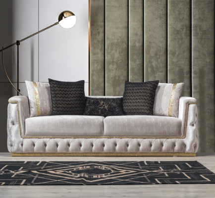 Sofa komplekts Dīvāns Dīvāns Krēsli Trīsistabu 3+3+1 Sēdekļa audums