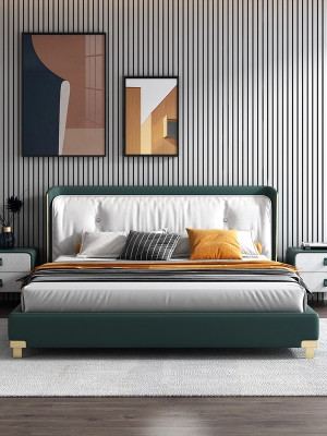 Divvietīga gulta dizains mīkstās guļamistabas 180x200 cm moderns koka materiāls.