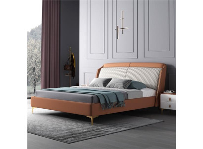 Gulta Polster dizaina luksusa divguļamā gulta viesnīca laulību guļamistabā no ādas 180x200cm