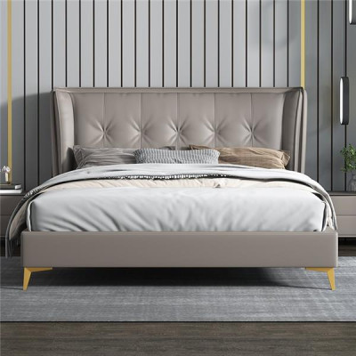 Gultas ādas viesnīca luksusa mēbeles Itāļu mēbelu dizainera gulta guļamistaba