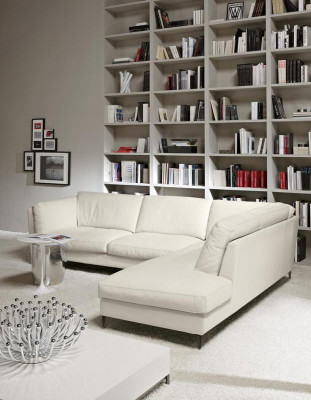 Prianera Couch Stūra dīvāns Dzīvojamā istaba Dizains Āda Moderns L-forma