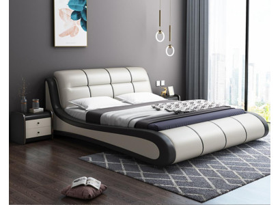 Luksusa auduma divvietīgi gultas tekstila divvietīgais jaunais dizaina gulta no ādas