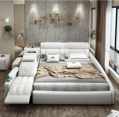Dizaina gulta XXL Lieli gultas ādas viesnīcas apģērbs 180x200cm Multifunkcionāls