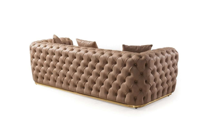 Chesterfield dīvāngarnitūra 3+3+1+1 sēdvietas dīvāns krēsli dīvāni āda beige