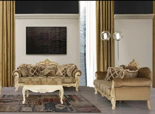 Sofas komplektā 3+3 sēdvietas Klasiskā pilsētas mēbeles Atdalāmais dekoratīvais dīvāns Stoff Wohnzimmer Couch Set Neu