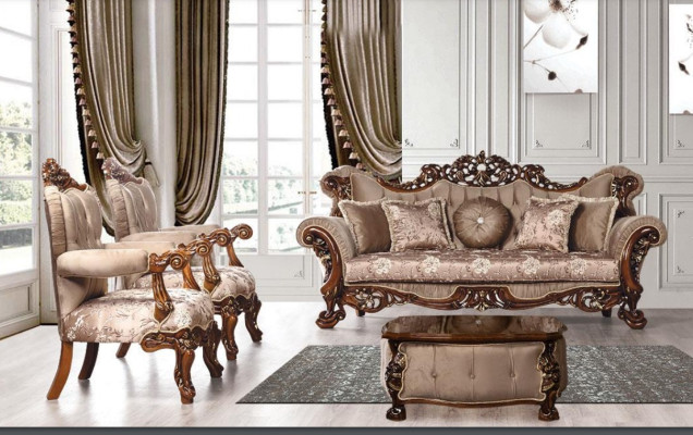 Sofa komplekts 3+1+1 sēdvietām Dīvāns Krēsli Dīvāni Sēžas Materiaāls Luksusa Baroka Mēbeles