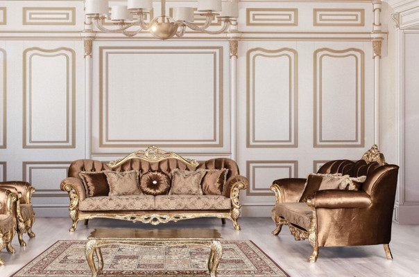 Sofas komplekts 3+3 sējvieta Luksusa galdiņi Sofa Kanapēs Kopums Baroks Dzīvojamā istaba