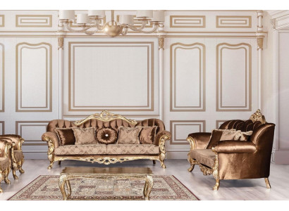 Sofas komplekts 3+3 sējvieta Luksusa galdiņi Sofa Kanapēs Kopums Baroks Dzīvojamā istaba