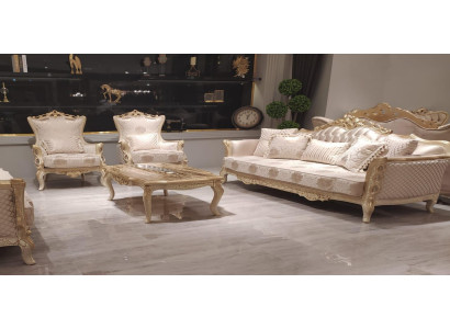 Sofa komplekts 3+1+1 sēdekļi galds dīvāns krēsls dīvāns komplekts zelts stils