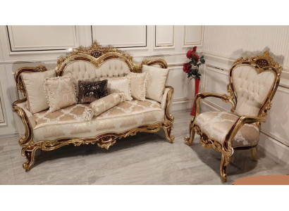 Sofas komplekts 3+1 krēsls dīvāns krēsls luksusa komplekts auduma grupa baroks