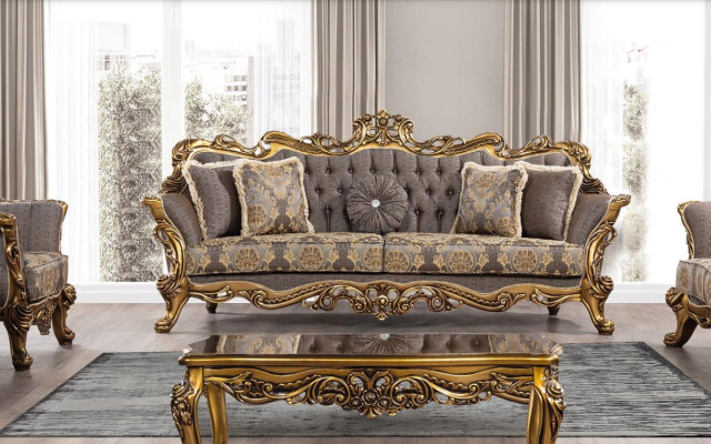 Trīsvietīgā sofa 3 vietām trīsvietīgais dīvāns dīvāns dīvāns krēsli sēžamvieta audums stils baroks