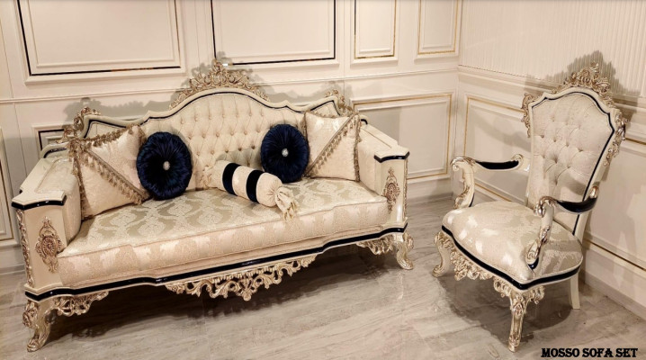 Luksusa trīsvietīgā dīvāna 3-vietīgie dīvāni Sēdekļu audums Baroka rokoko mēbeles tekstilas stils