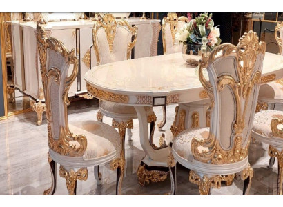 Ēdamistabas krēsla krēsls krēsli koks luksusa ēdamistaba ēdamistabas audums stils baroka rokoko