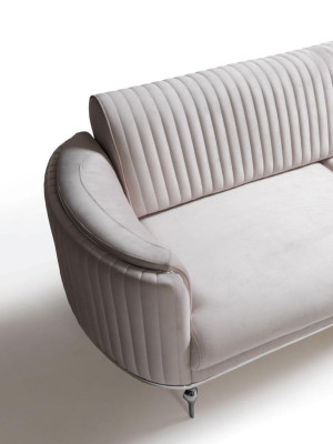 Sofas komplekts Dzīvojamā istaba Mēbeles Tekstils Balts 3+1 persona Moderns dizains