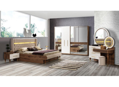Guļamistabas komplekts 5 gab. dizains Luksusa gulta Chesterfield Komplektā