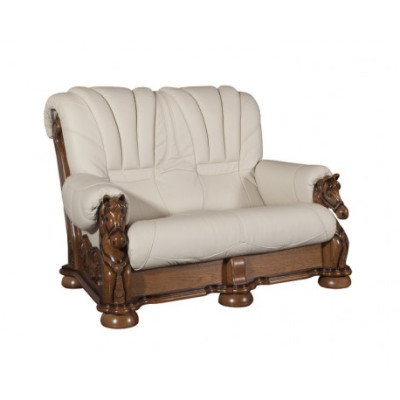 Klasiskā divvietīgā dīvāna sofa ar apdari 2 sēdvietām ādas dekorēta dīvāns