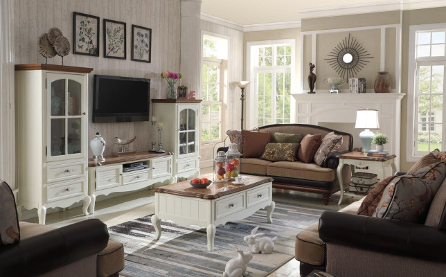 Mājas Landhaus Stol dzīvojamā istaba vitrīna komoda rTV koksnes skapis mēbeles 3 gab.