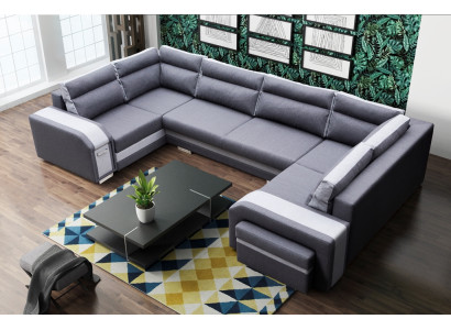XXL dzīvojamā telpa Stūra dīvāns Dīvāns Sofa Pūderēts komplekts Stūris Dizainera U formas Jaunums