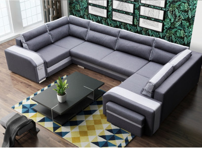 XXL dzīvojamā telpa Stūra dīvāns Dīvāns Sofa Pūderēts komplekts Stūris Dizainera U formas Jaunums